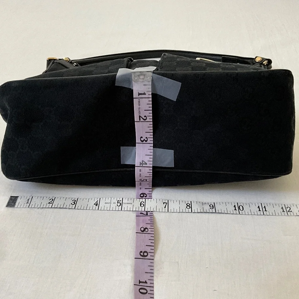 GUCCI Vintage GG Canvas Abbey D-Ring Pocket Hobo Black